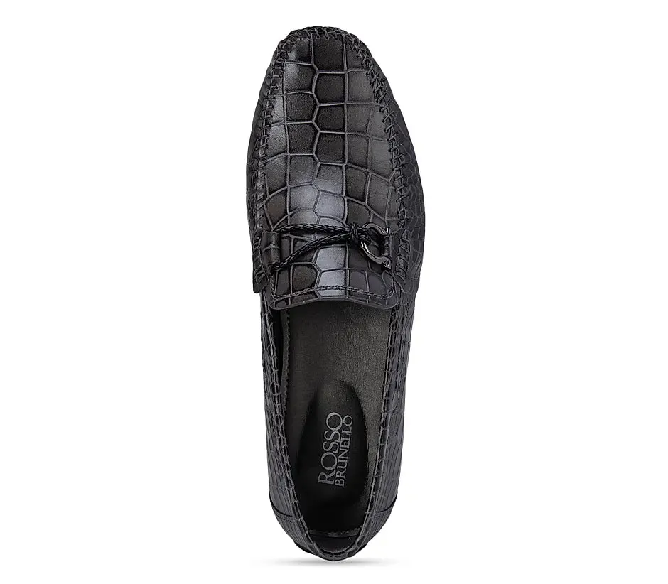 Grey Croco Effect Moccasins