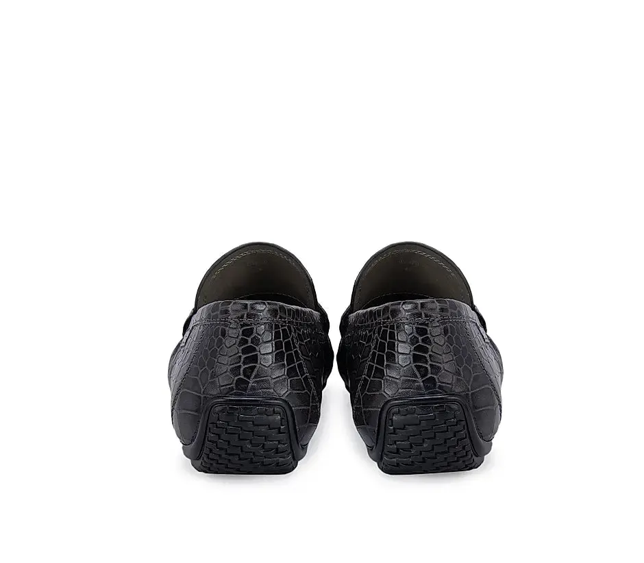 Grey Croco Effect Moccasins