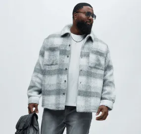 Grey - Plaid Flannel Jacket