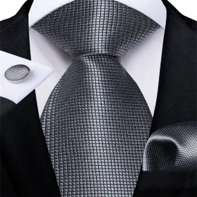 Grey Solid Silk Children's Necktie Pocket Square Set