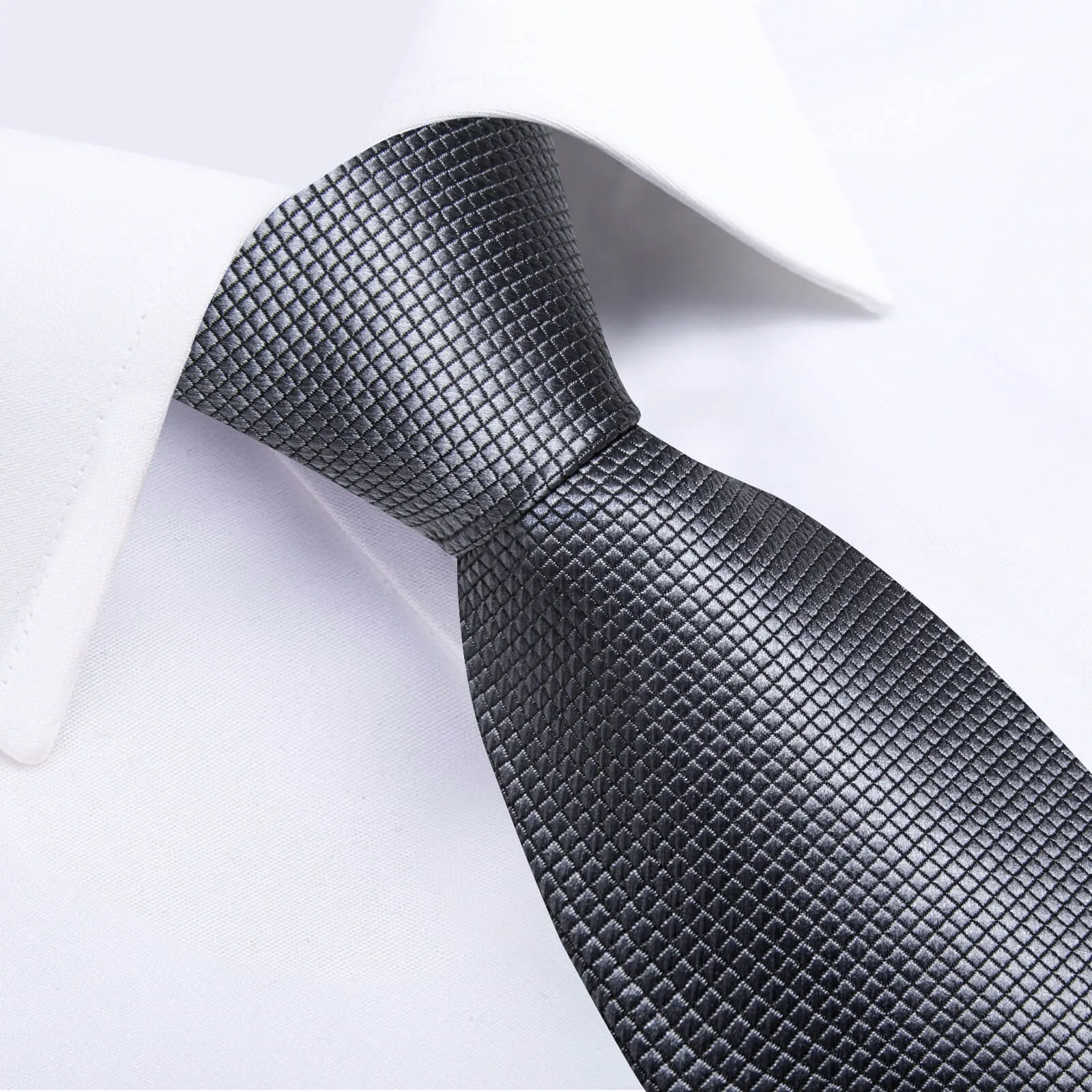 Grey Solid Silk Children's Necktie Pocket Square Set
