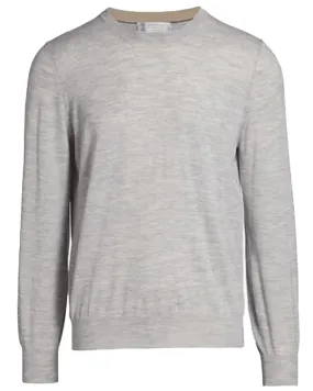 Grey Wool and Cashmere Crewneck Sweater