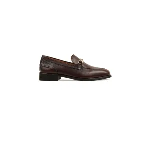 Griselda - Kid's Dark Brown Pebble Grain Leather Loafer (5-12 Years Old)