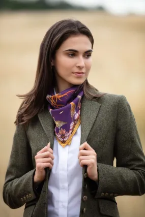 Grouse Misconduct Aubergine & Gold Medium Square Silk Scarf
