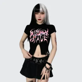Grunge Black Crop Tops