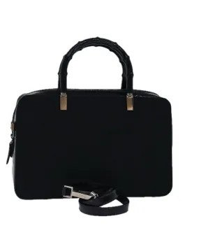 Gucci Bamboo Top Handle Bag Black Leather Satchel