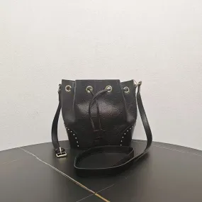 Gucci Black Leather Bucket Bag Medium Size