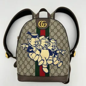 Gucci GG Supreme Canvas Three Little Pigs Brown Backpack