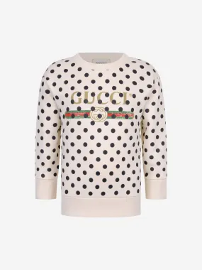 GUCCI Kid Cotton Polka Dots Vintage Logo Sweatshirt