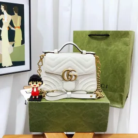 Gucci Marmont Mini White Leather Quilted Shoulder Bag