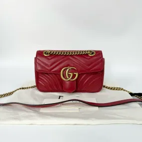 Gucci Marmont Red Leather Small Shoulder Bag 22x14cm