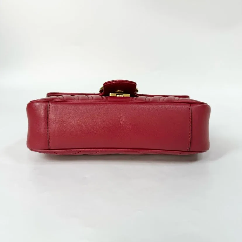 Gucci Marmont Red Leather Small Shoulder Bag 22x14cm