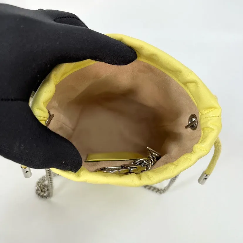 Gucci Marmont Yellow Leather Bucket Bag 13x10x18cm Chain Strap