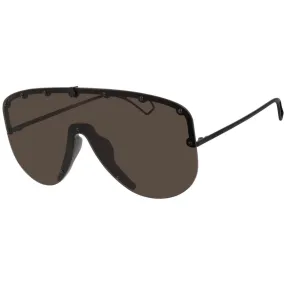 Gucci Men's Sunglasses - Brown Nylon Lens Black Metal Wrap Shape Frame | GG0667S 003