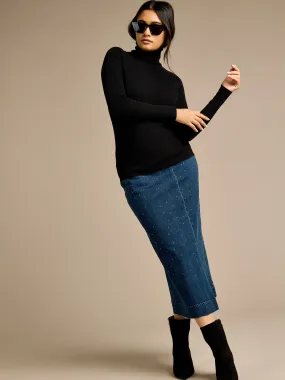 GWD Crystal Indigo Denim Midi Skirt