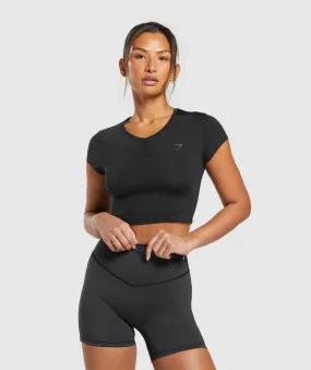 Gymshark Elevate Ruched Crop Top - Black