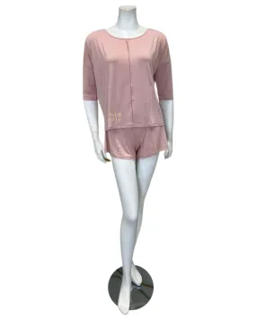 H32 Dusty Pink Classic Lounge Short Pajamas Set