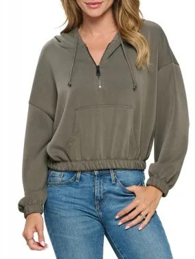 Half Zip Scuba Hoodie - Olive