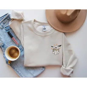 Halloween Embroidered Spooky with Dog Sweatshirt / Fall Halloween Ghost Sweatshirt