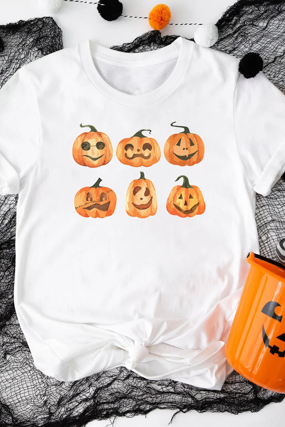 Halloween Funny Pumpkin Graphic Print Short Sleeve T Shirt
