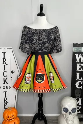 Halloween Treat Chartreuse & Orange Skirt