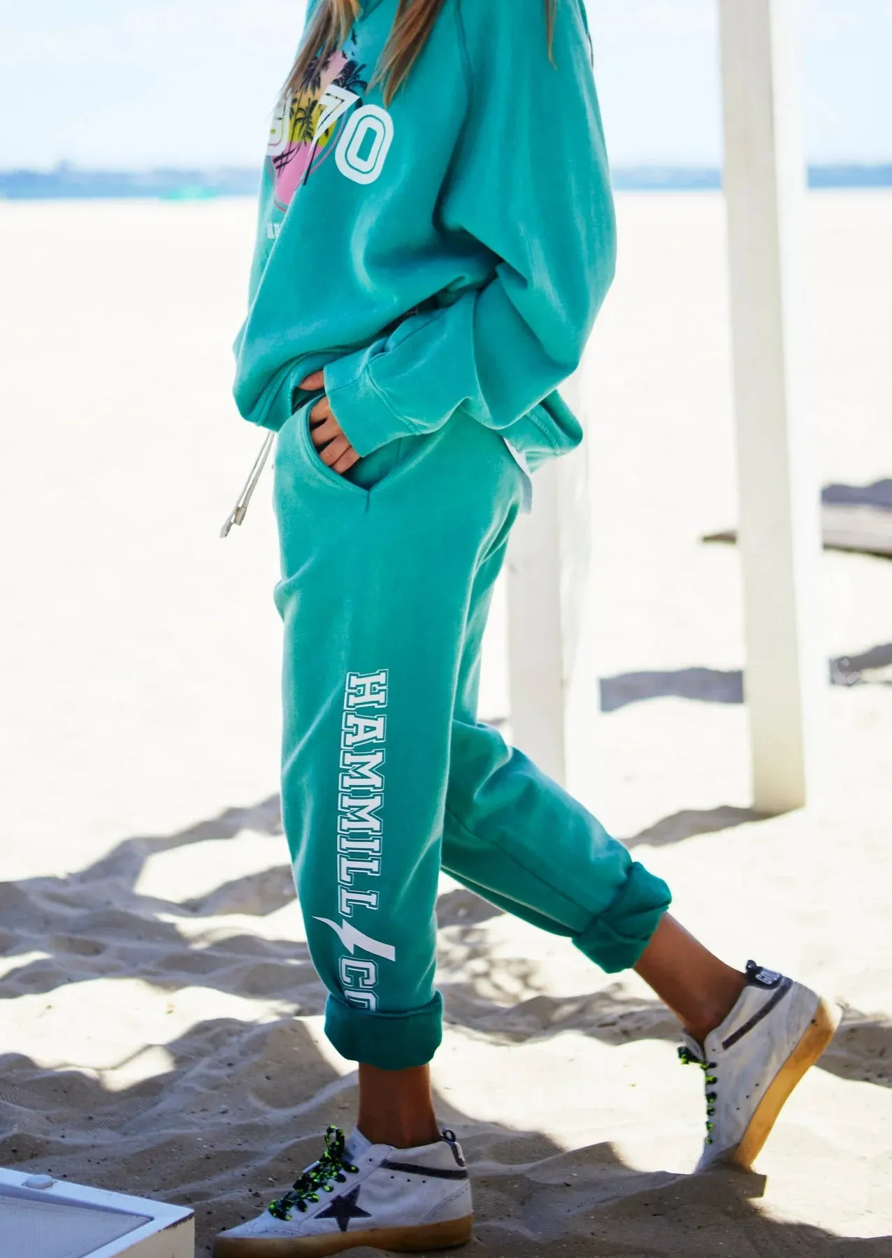 HAMMILL & CO Womens Vintage Track Pant - Faded Jade