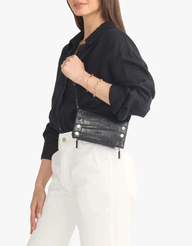 Hammitt Levy Crossbody Clutch in Evening Crocco & Gunmetal