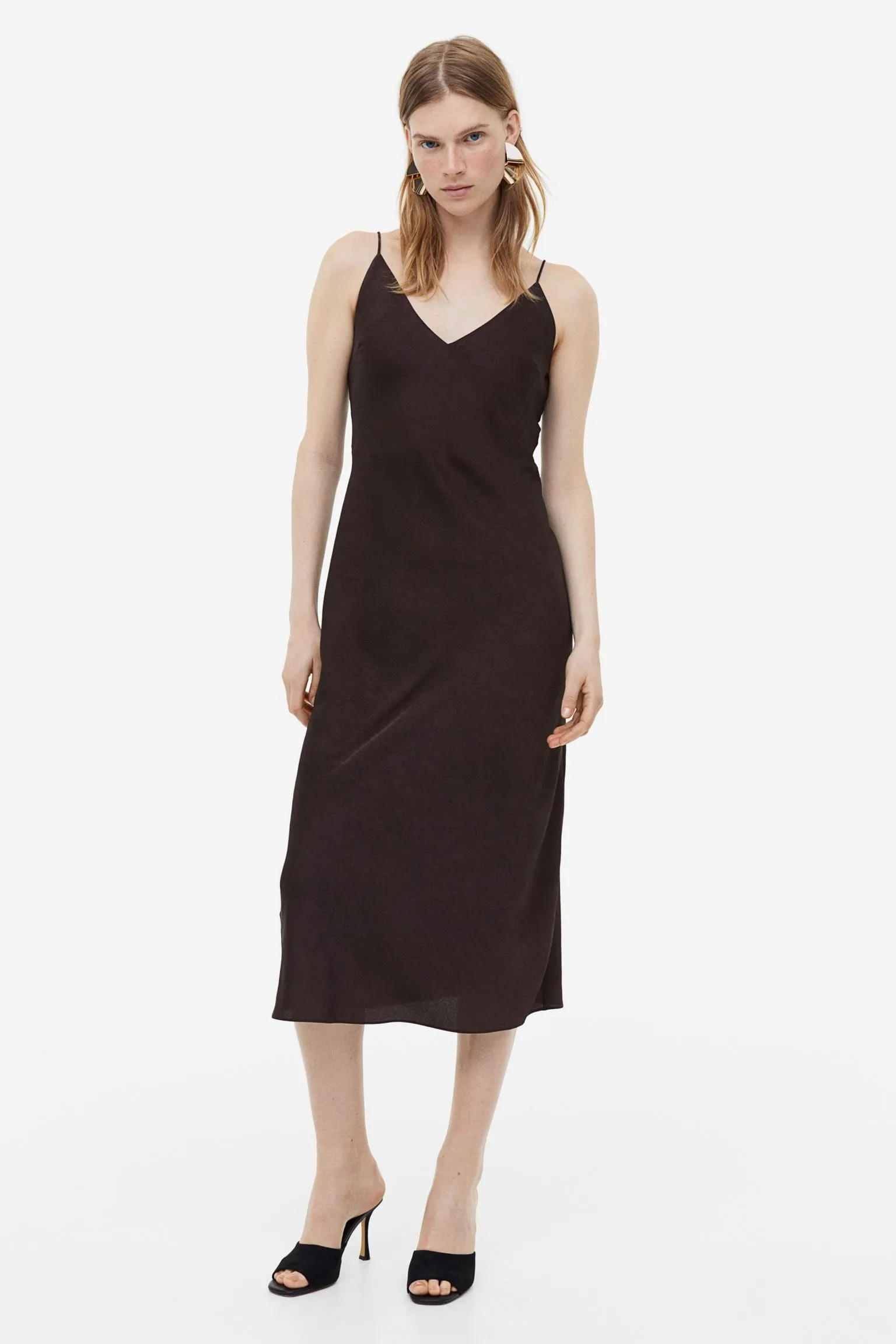 H&M V-neck Slip dress, dark brown