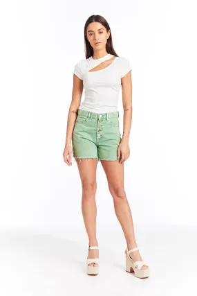 Hampton - High Rise Side Slit Short With Raw Edge Hem