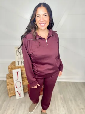 Hamptons Quarter Zip Pullover - Wine