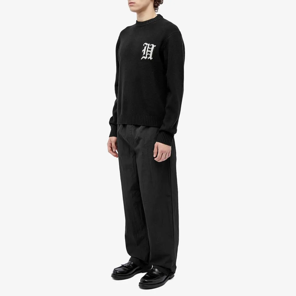 Han Kjobenhavn Intarsia Logo Crew Neck Sweater, Black