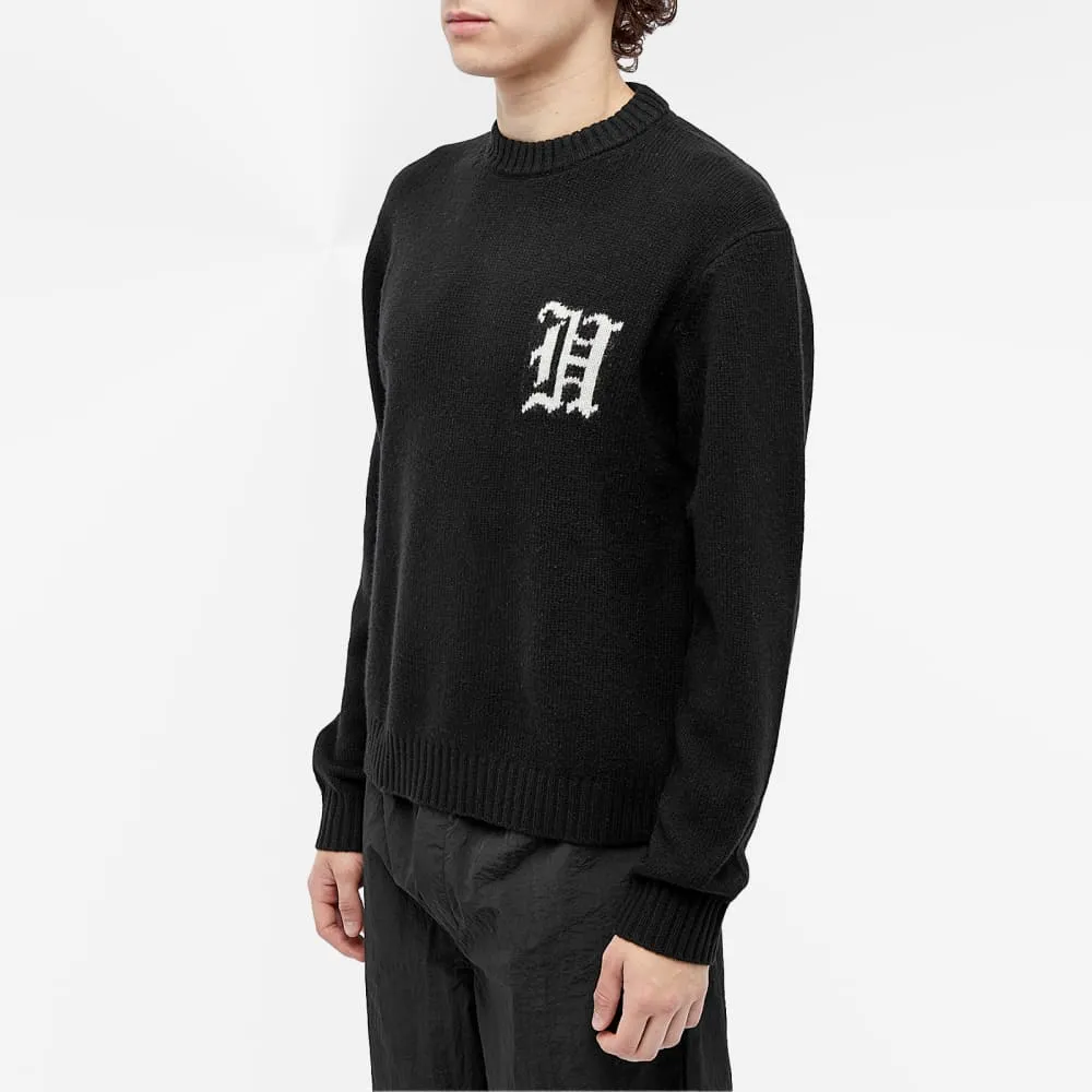 Han Kjobenhavn Intarsia Logo Crew Neck Sweater, Black