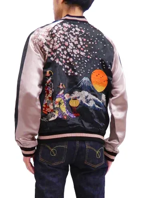 Hanatabi Gakudan Men's Japanese Souvenir Jacket Japanese Geisha Art Sukajan Script SSJ-038