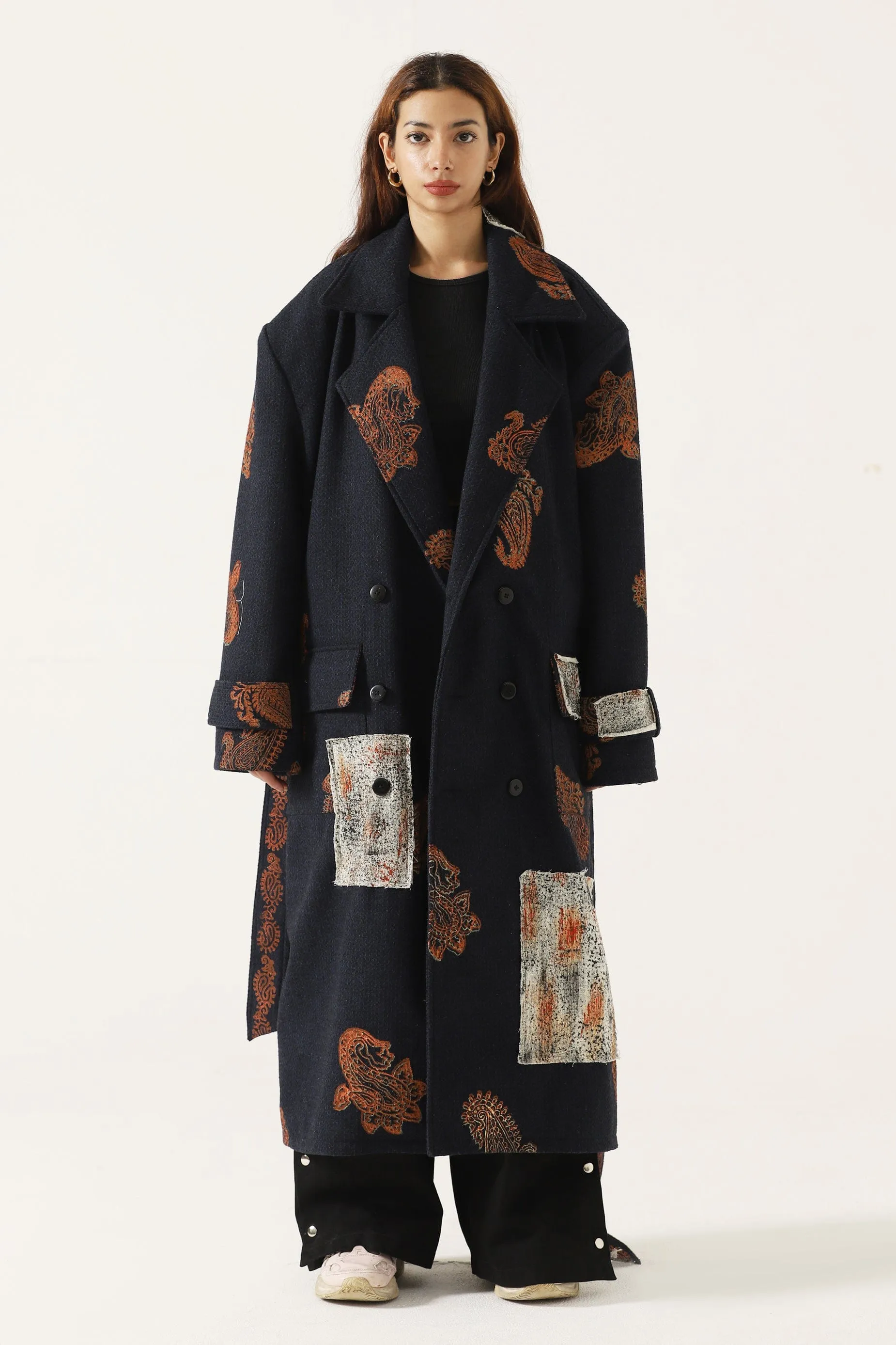 HAND BLOCK PRINT PATCHWORK LONG COAT