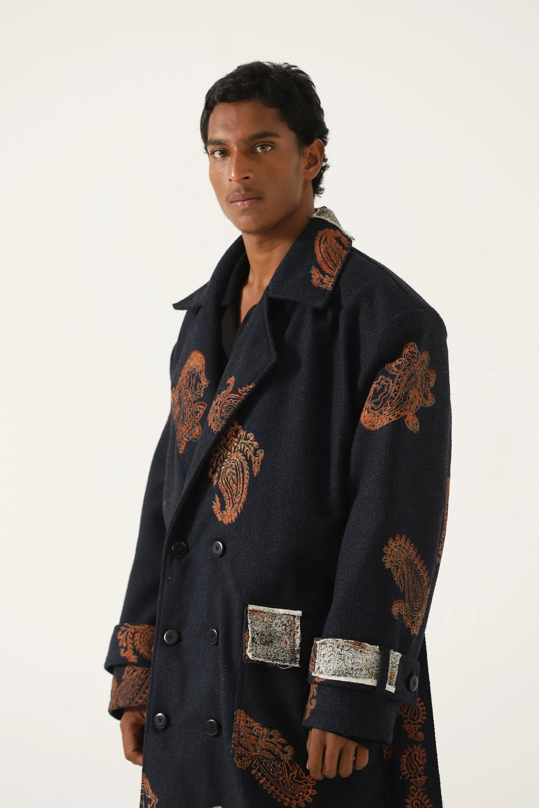 HAND BLOCK PRINT PATCHWORK LONG COAT