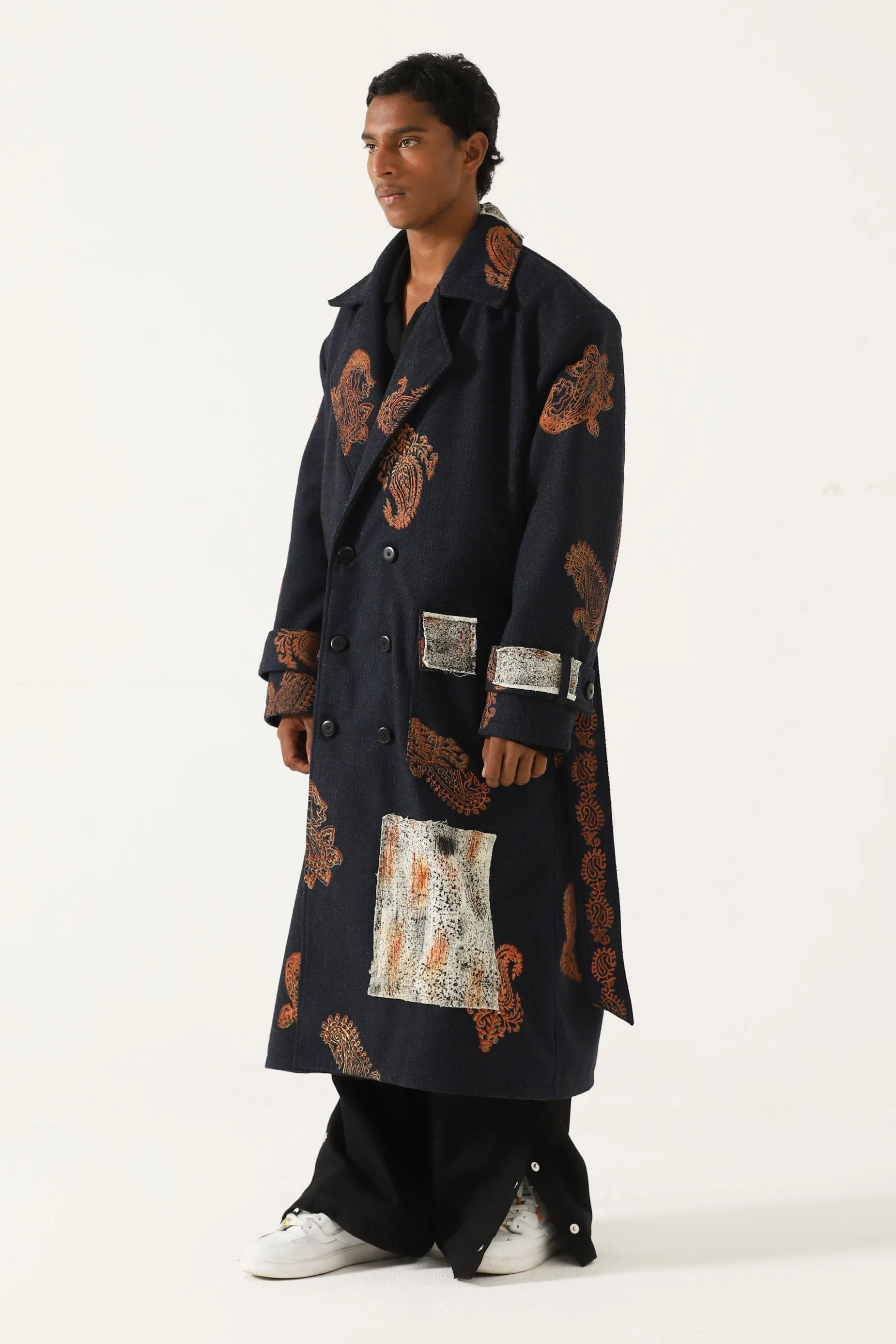 HAND BLOCK PRINT PATCHWORK LONG COAT
