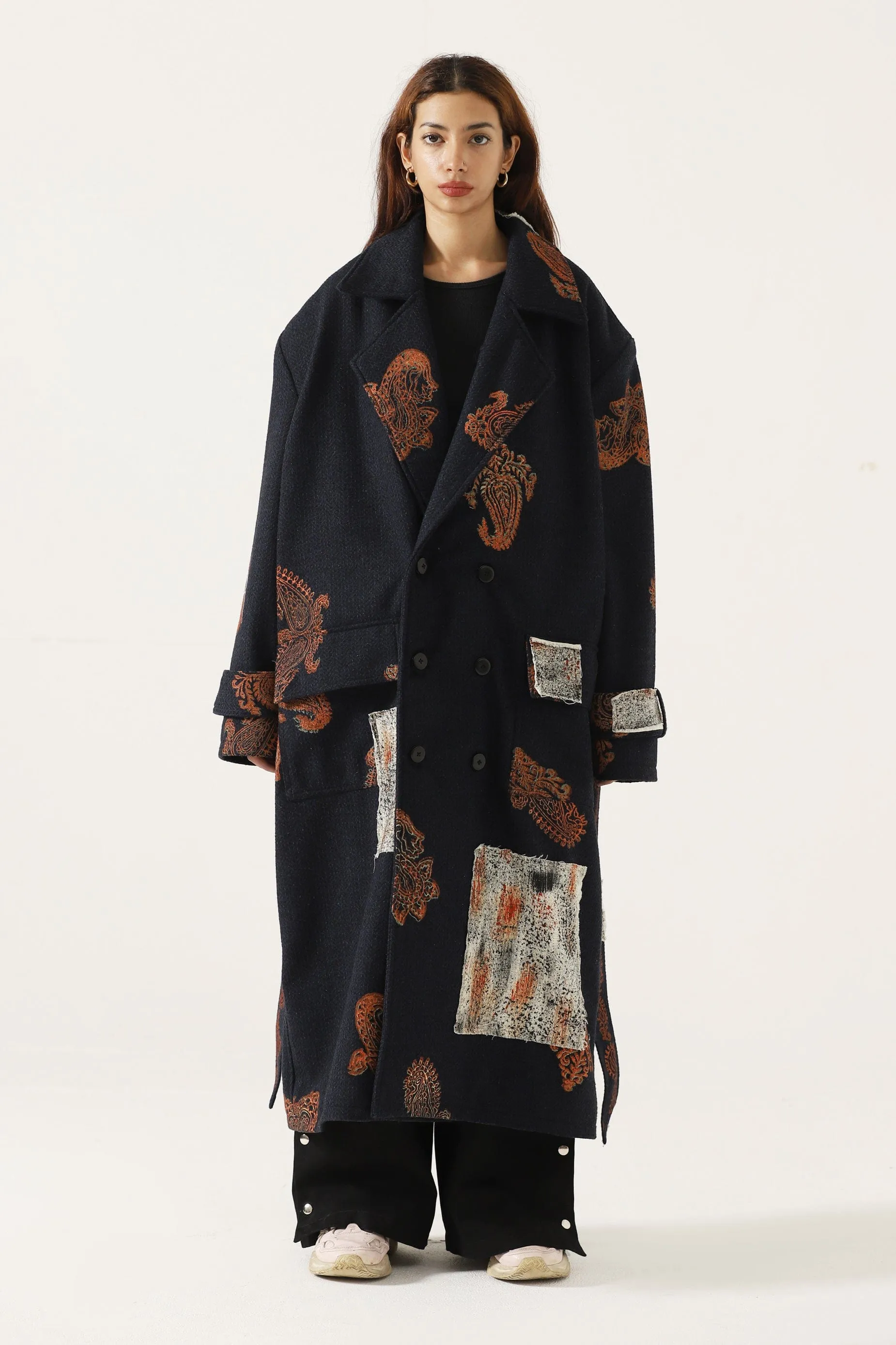 HAND BLOCK PRINT PATCHWORK LONG COAT