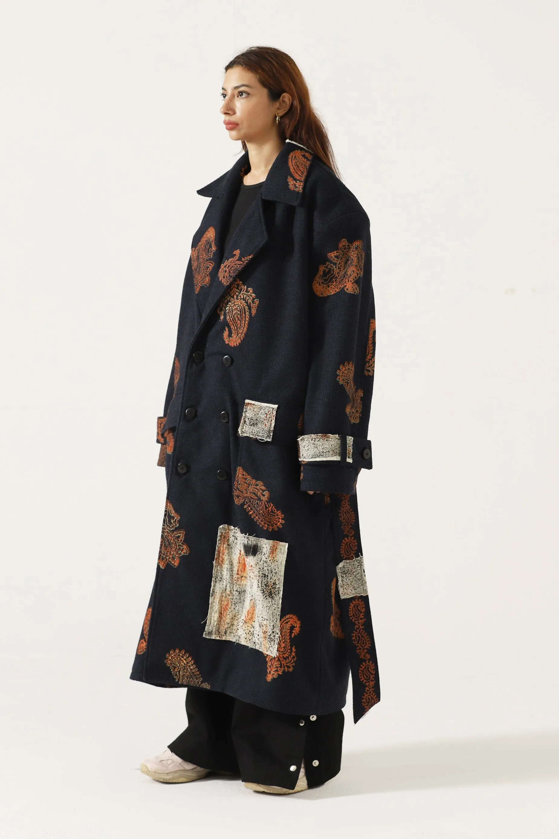 HAND BLOCK PRINT PATCHWORK LONG COAT