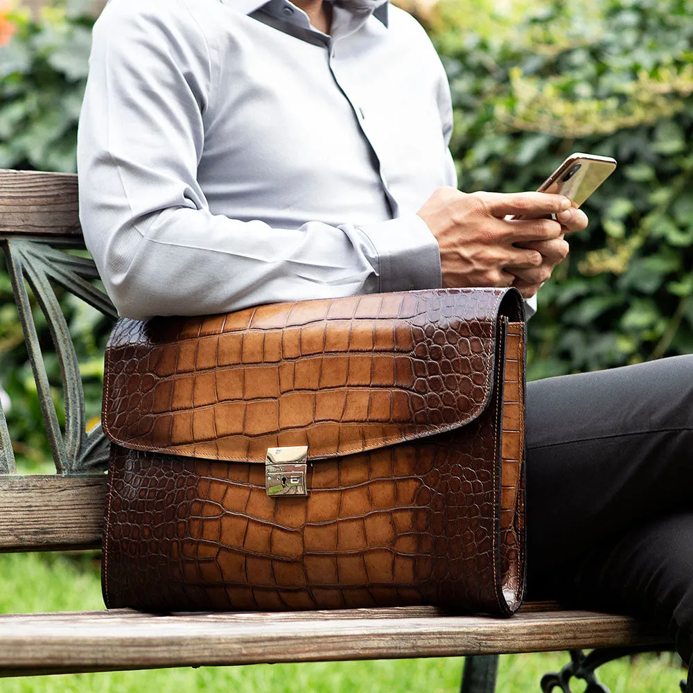 Hand Brushed Croco Leather Underarm Case #K001