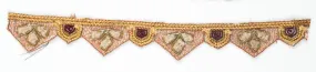 Hand-crafted Indian Floral Trim with Straw Beads 1" - 1 Yard
