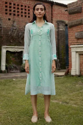 Handloom Silk Green Handmade Dress