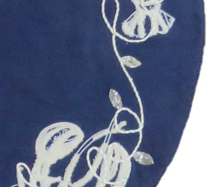 Handmade Christmas Tree Skirt - Lobsters on Navy Blue Cotton - 60"