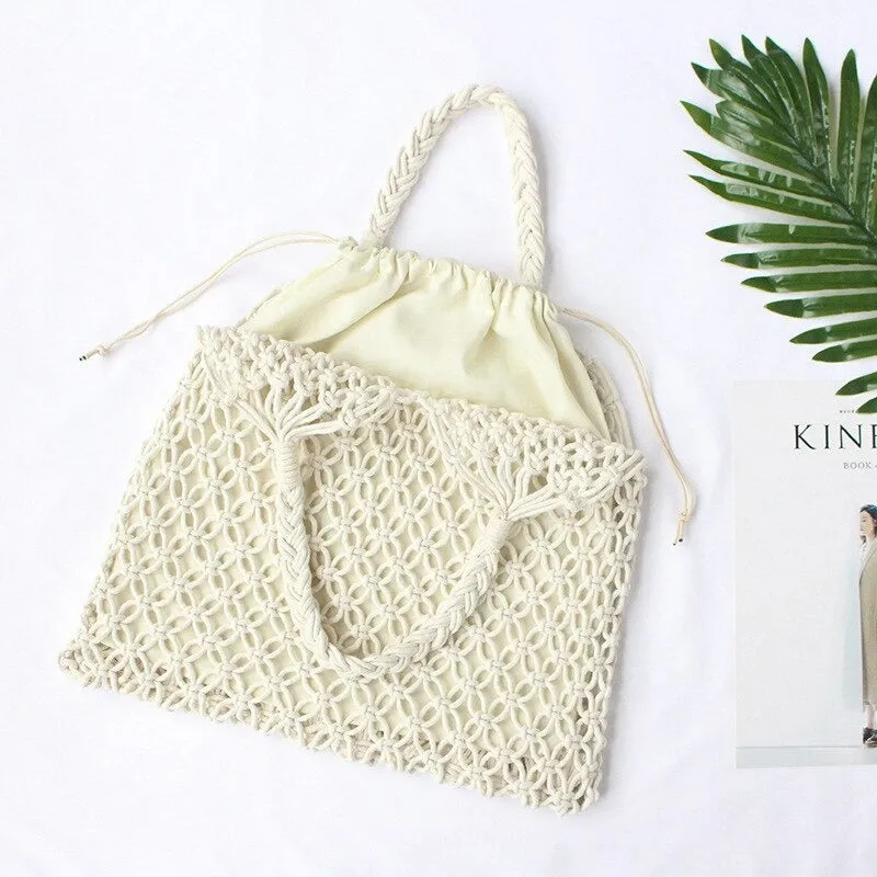 Handmade Hollow Out Summer Woven Straw Beach Bags