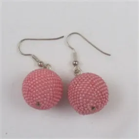 Handmade Pink Beaded Seed Bead Earrings