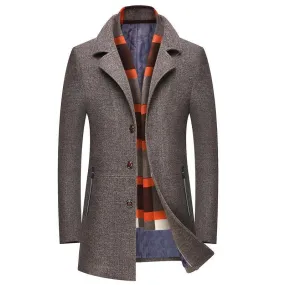 Hanrae Winter Men's Casual Wool Trench Coat