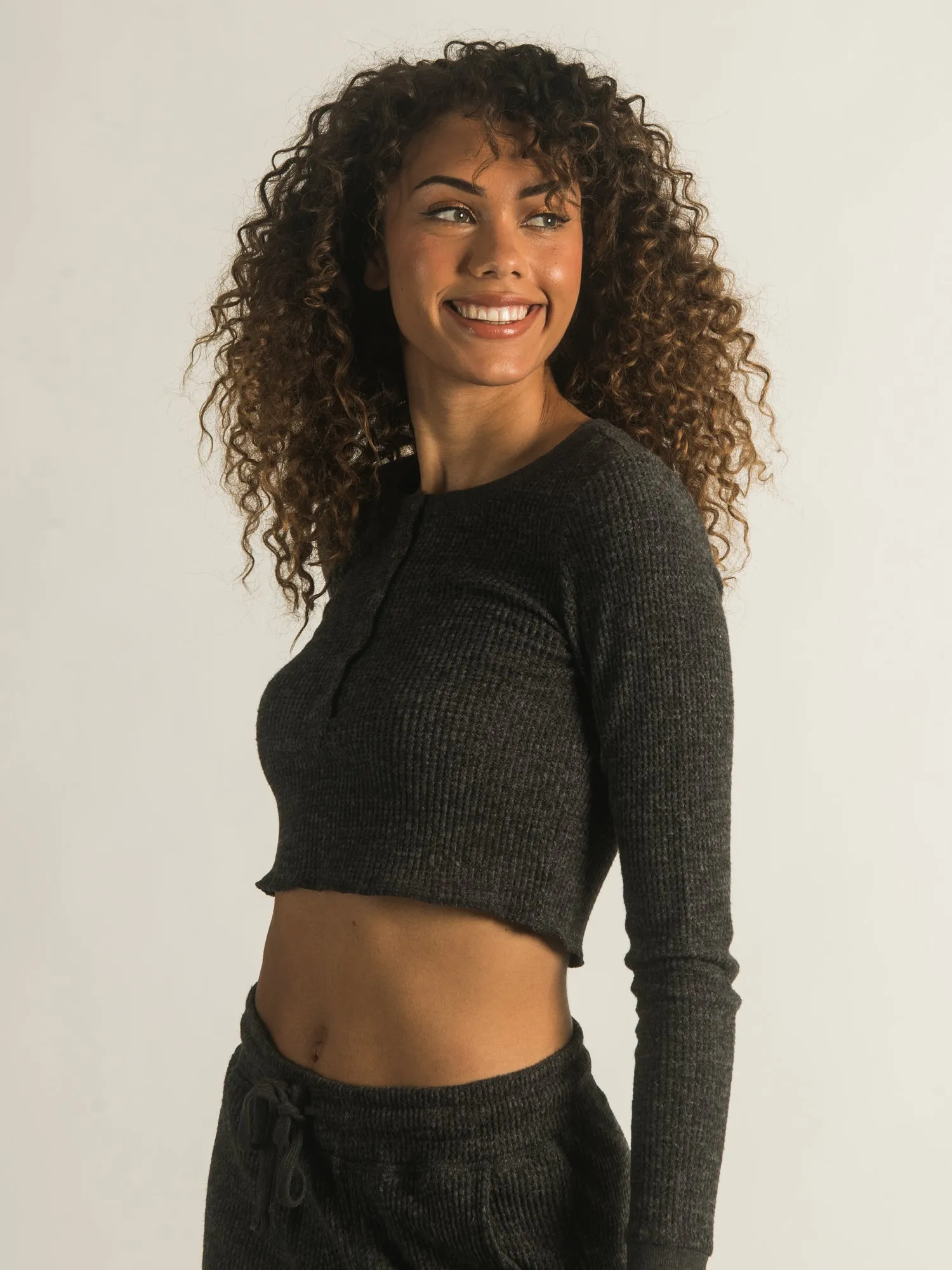 HARLOW WAFFLE LONG SLEEVE HENLEY - CLEARANCE