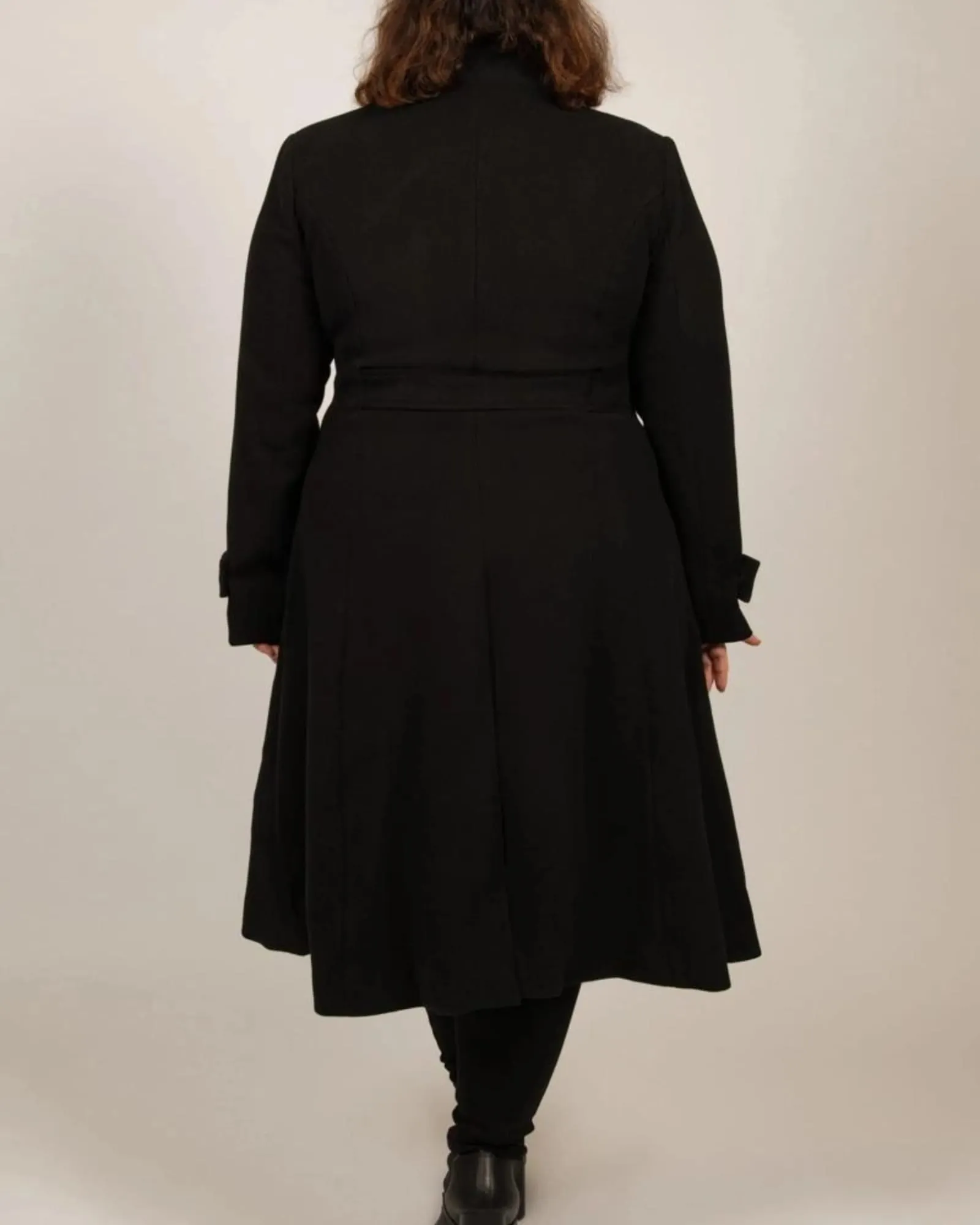 Harper Retro Flared Coat Side Buttons | Black