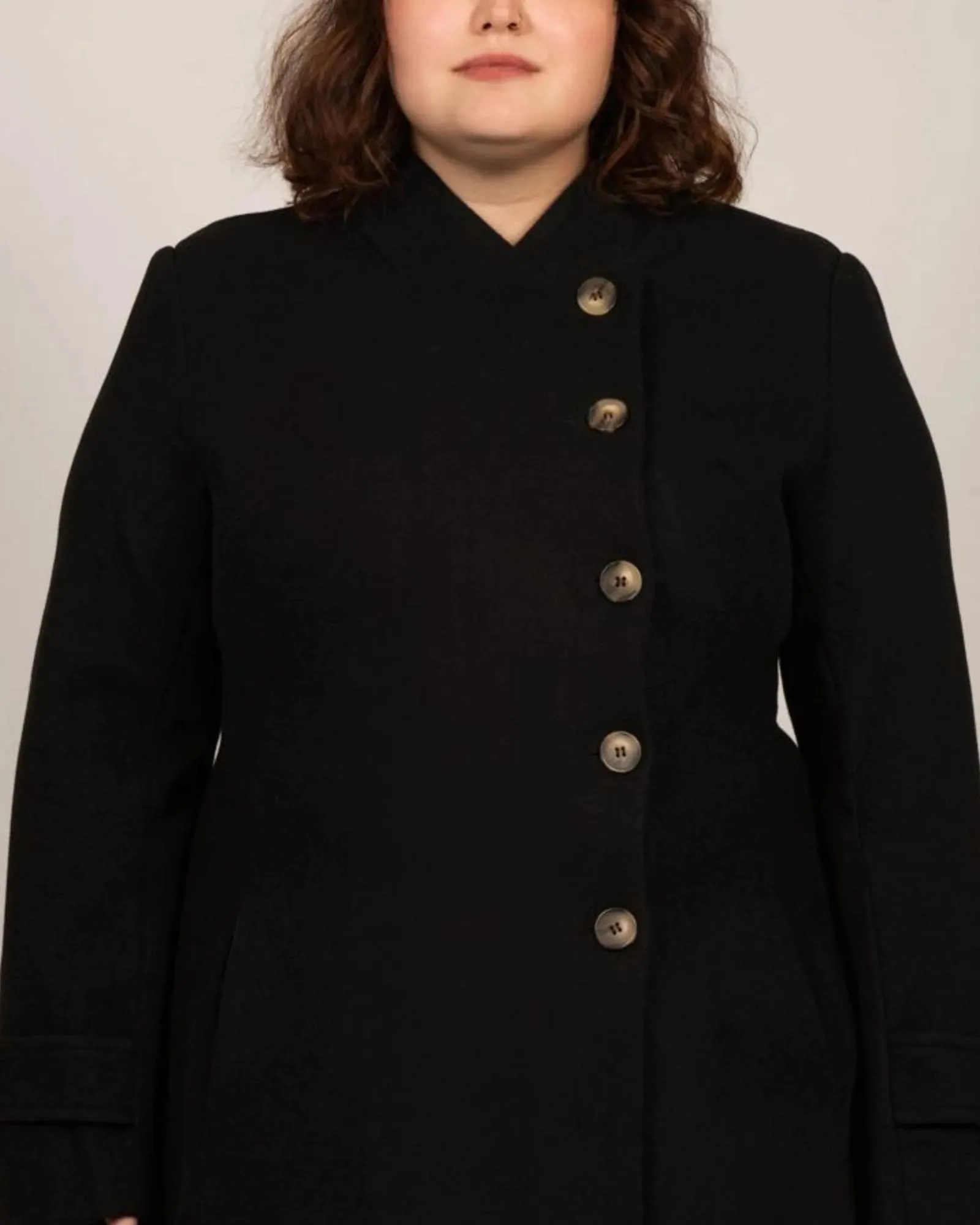 Harper Retro Flared Coat Side Buttons | Black