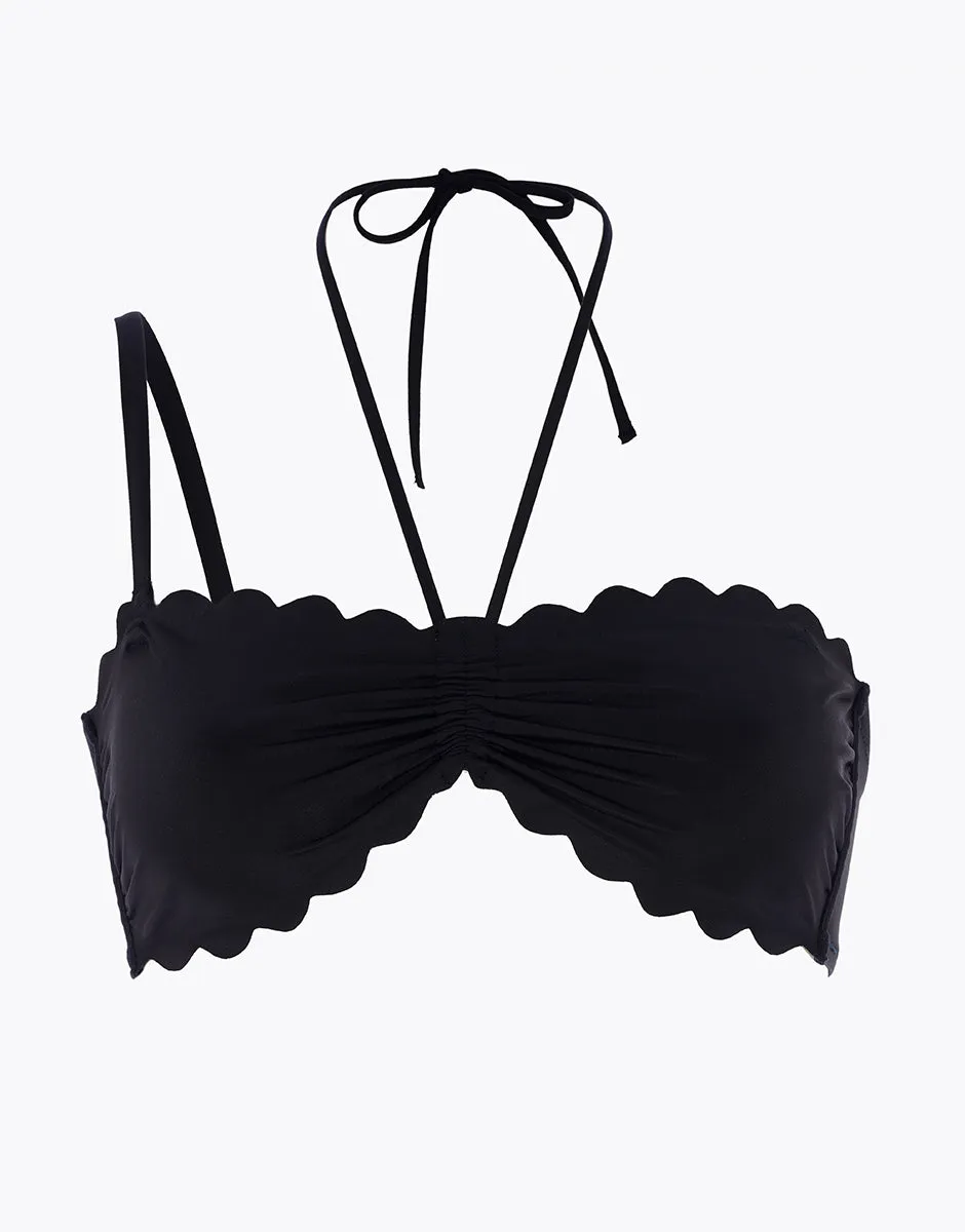Haut de maillot de bain bandeau noir en microfibre