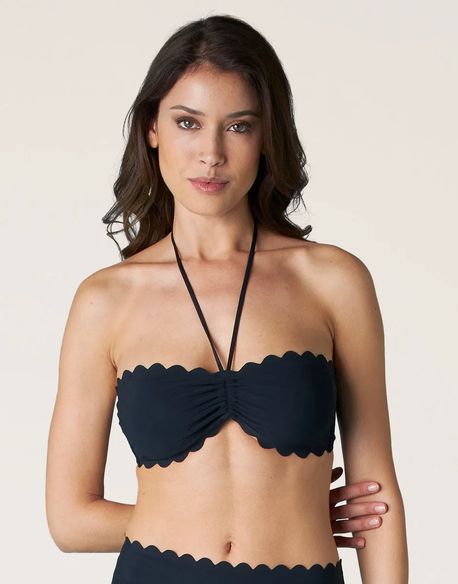 Haut de maillot de bain bandeau noir en microfibre